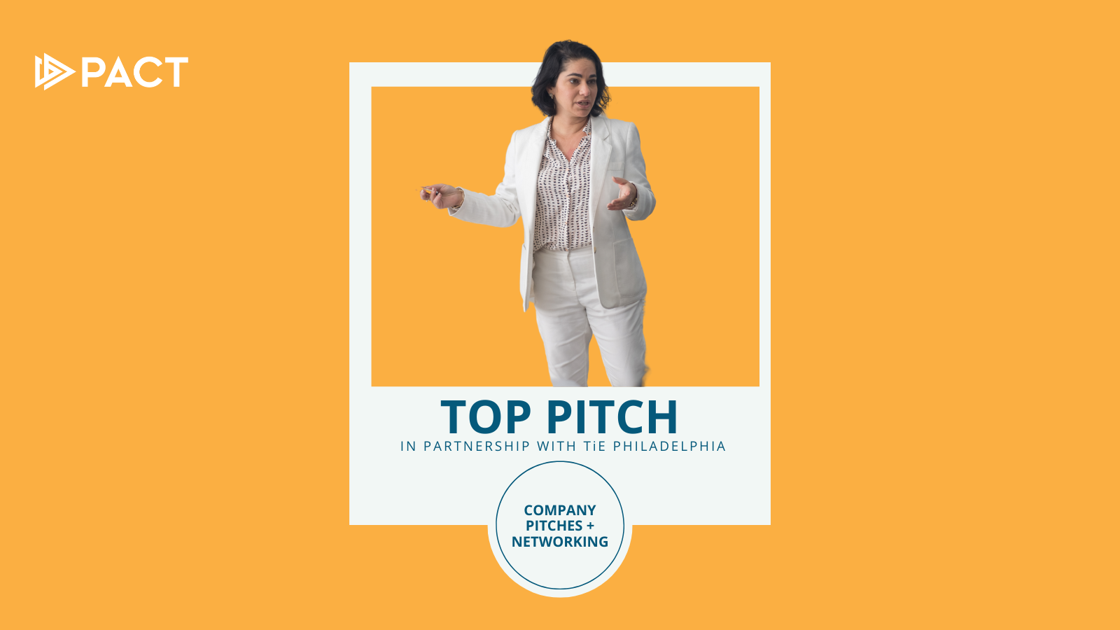 Shares the logo of the Top Pitch series in collaboration with Comcast Lift Labs and TiE Philadelphia
